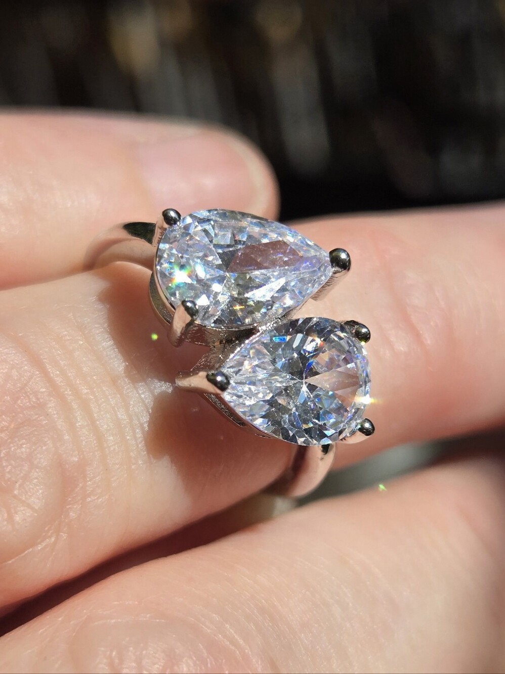Kenneth JAY Lane Clear Double Pear CZ Ring